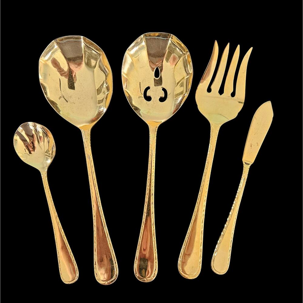 Supreme Cutlery by Towle Gold Electroplated Stainless Serving Set 5pc Japan